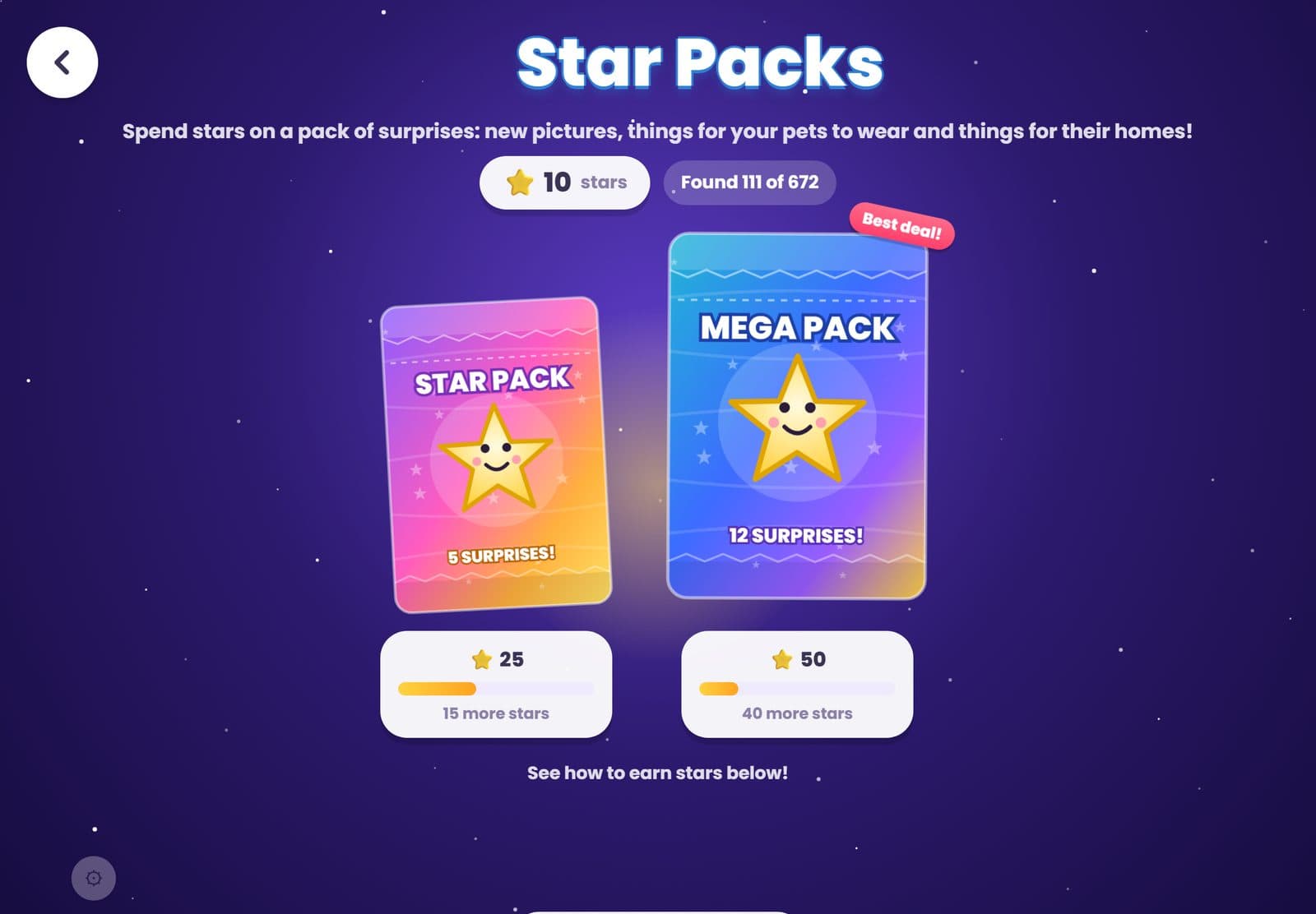 Star Packs: spend stars on surprises
